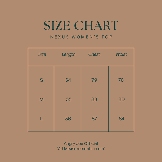 Nexus women's size chart