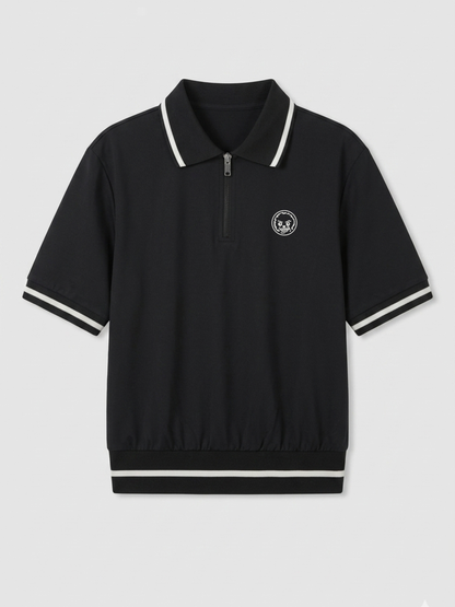 The Zenith Padel Polo Shirt - Black