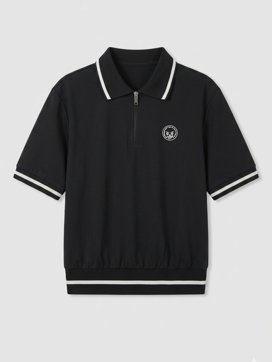 The Zenith Padel Polo Shirt - Black