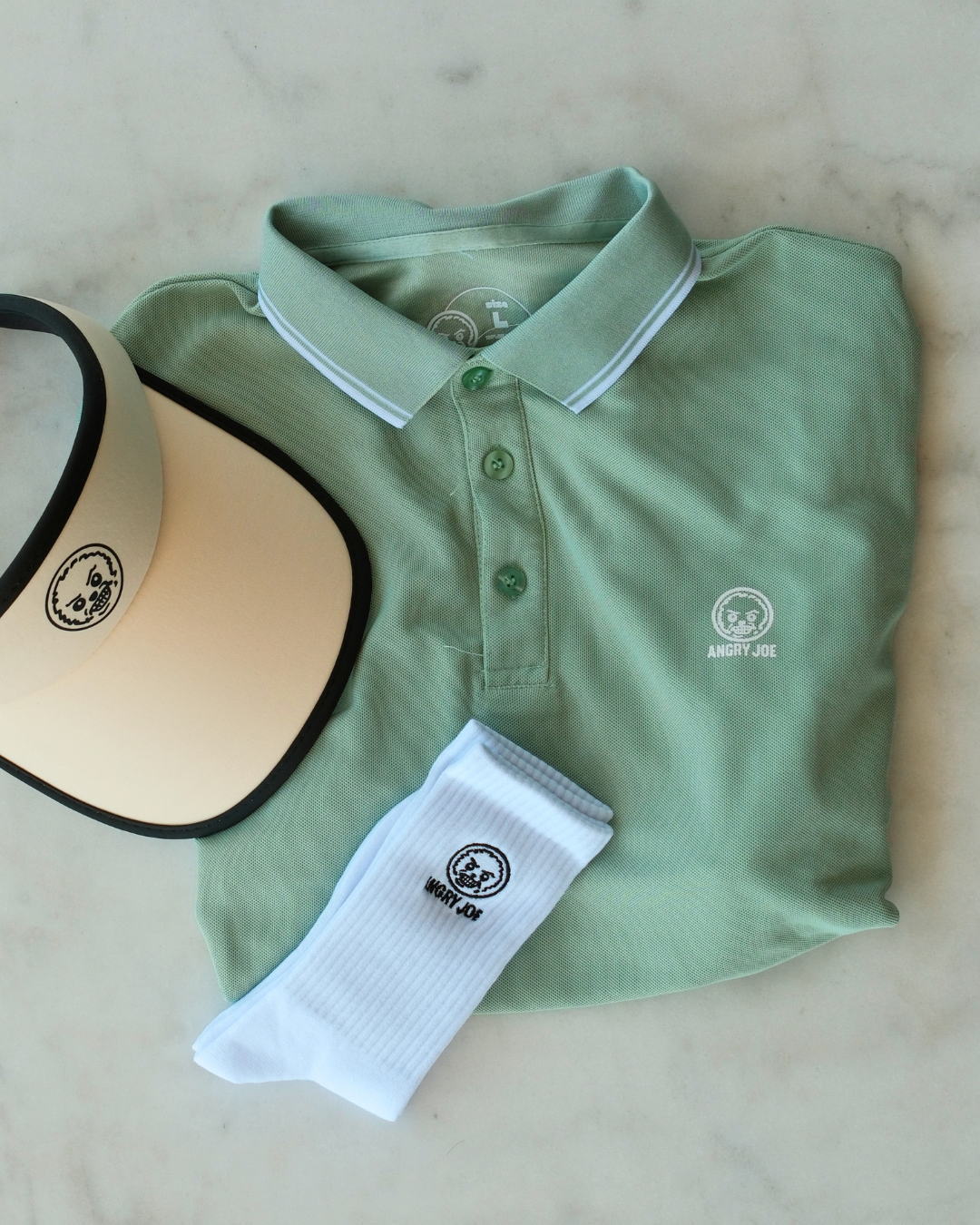 Men’s pistachio green padel polo shirt – product view