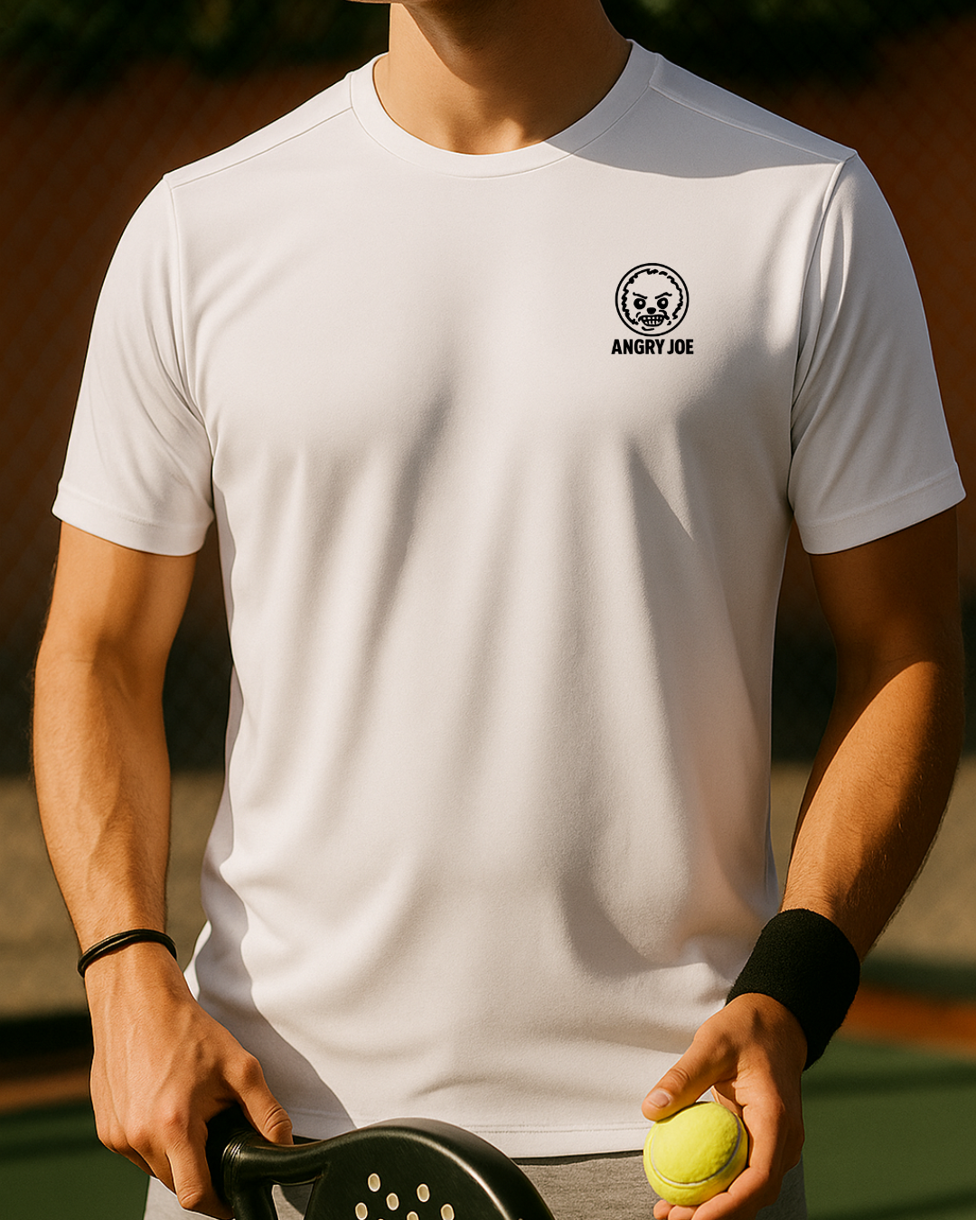 Men’s white padel training T-shirt – front view