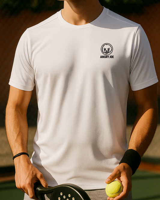 Men’s white padel training T-shirt – front view
