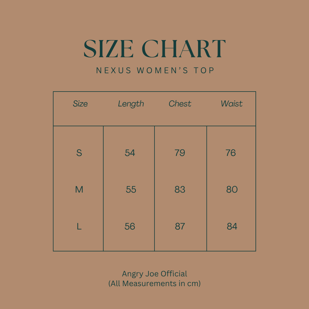Nexus women's size chart