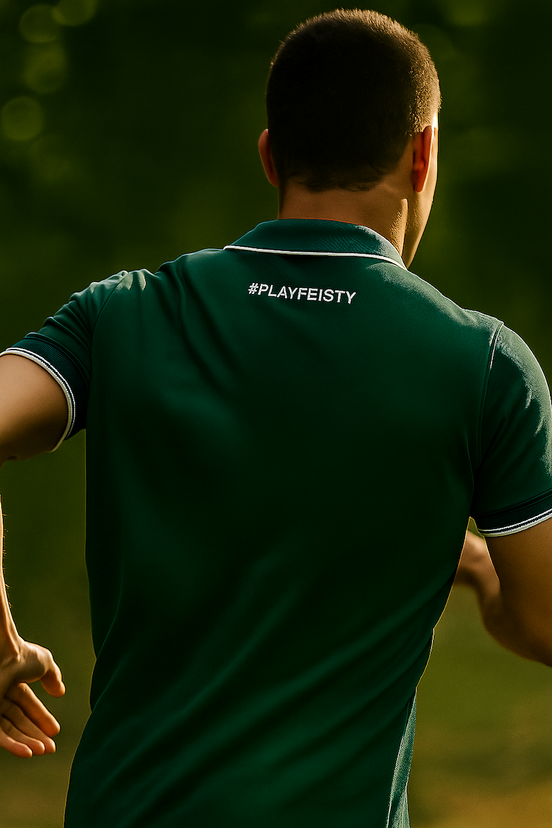 Men’s green padel polo shirt – back view