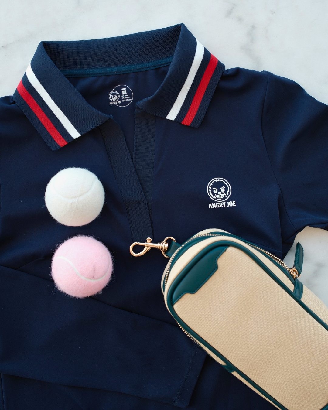 Women’s navy blue long-sleeve padel polo shirt – promo view