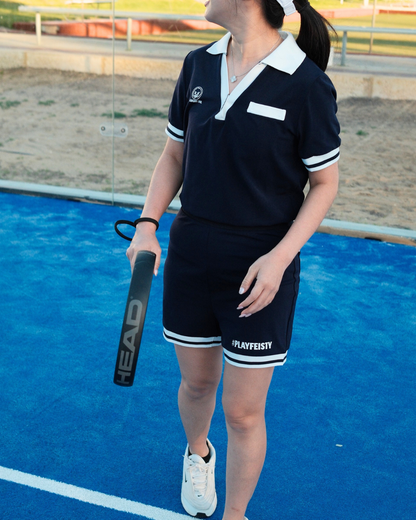 Women’s navy padel all-in-one sport set – front view 2