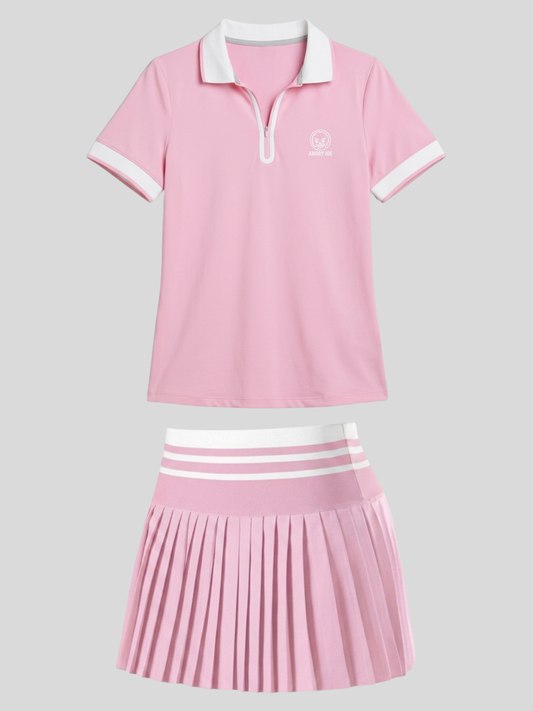 The Tempo Women's Polo & Skirt Set - Rose Pink