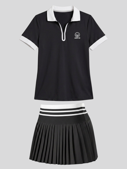 The Tempo Women's Polo & Skirt Set - Black