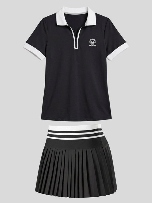 The Tempo Women's Polo & Skirt Set - Black