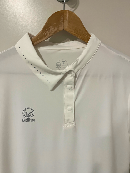 Lucid Women's Padel Half-Collar White Polo - front view zoomed