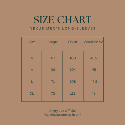 size chart graphic for Nexus Men's Long-Sleeves