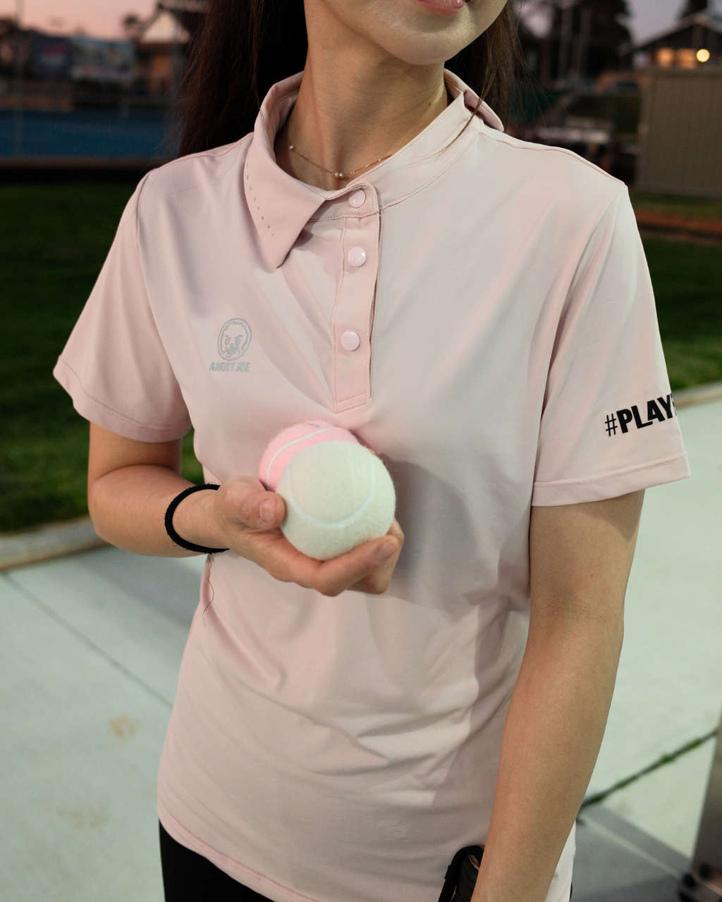 Women's Half Collar Polo - Pink