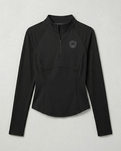 Nexus black long-sleeve quarter-zip athletic pullover.