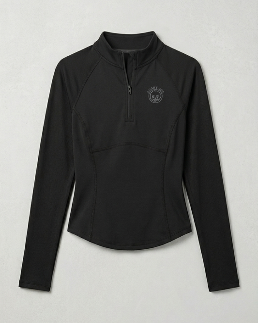 Nexus black long-sleeve quarter-zip athletic pullover.