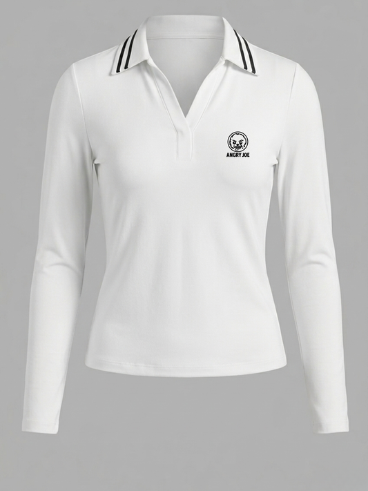 The Modus Women's Long-sleeved Polo Shirt - White