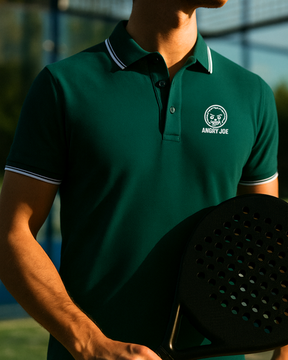 Men’s green padel polo shirt – front view