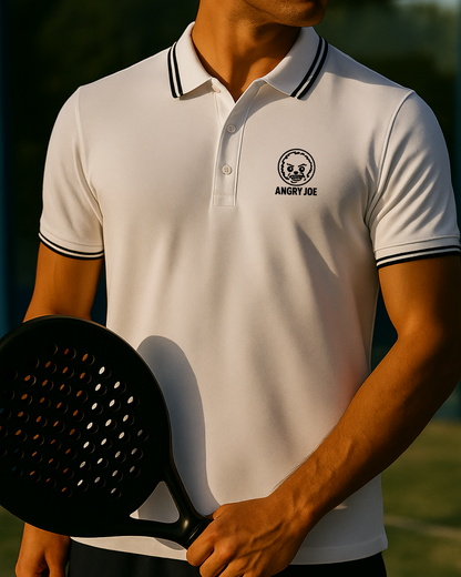 Men’s white padel polo shirt – front view