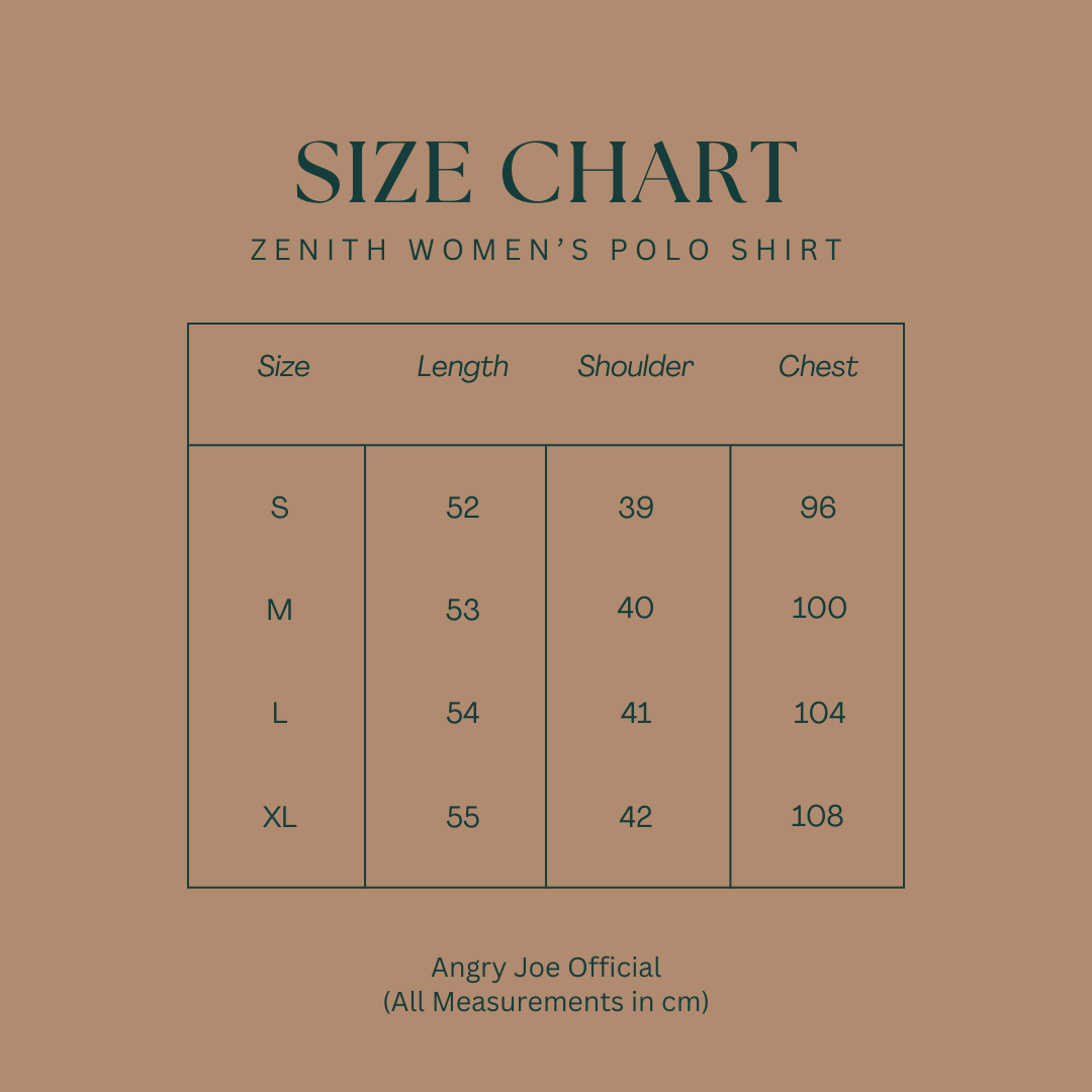 Zenith Polo Size Chart