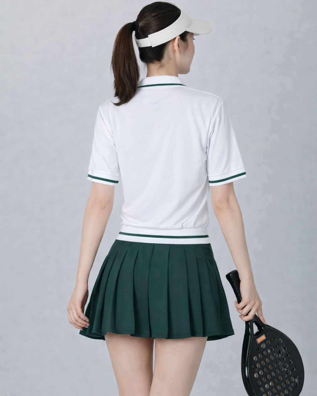 White Zenith Women's Padel Zip-Up Polo - Back View