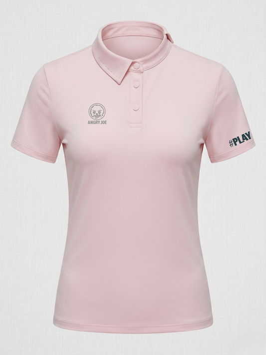 The Lucid Women's Half Collar Polo Shirt - Pink